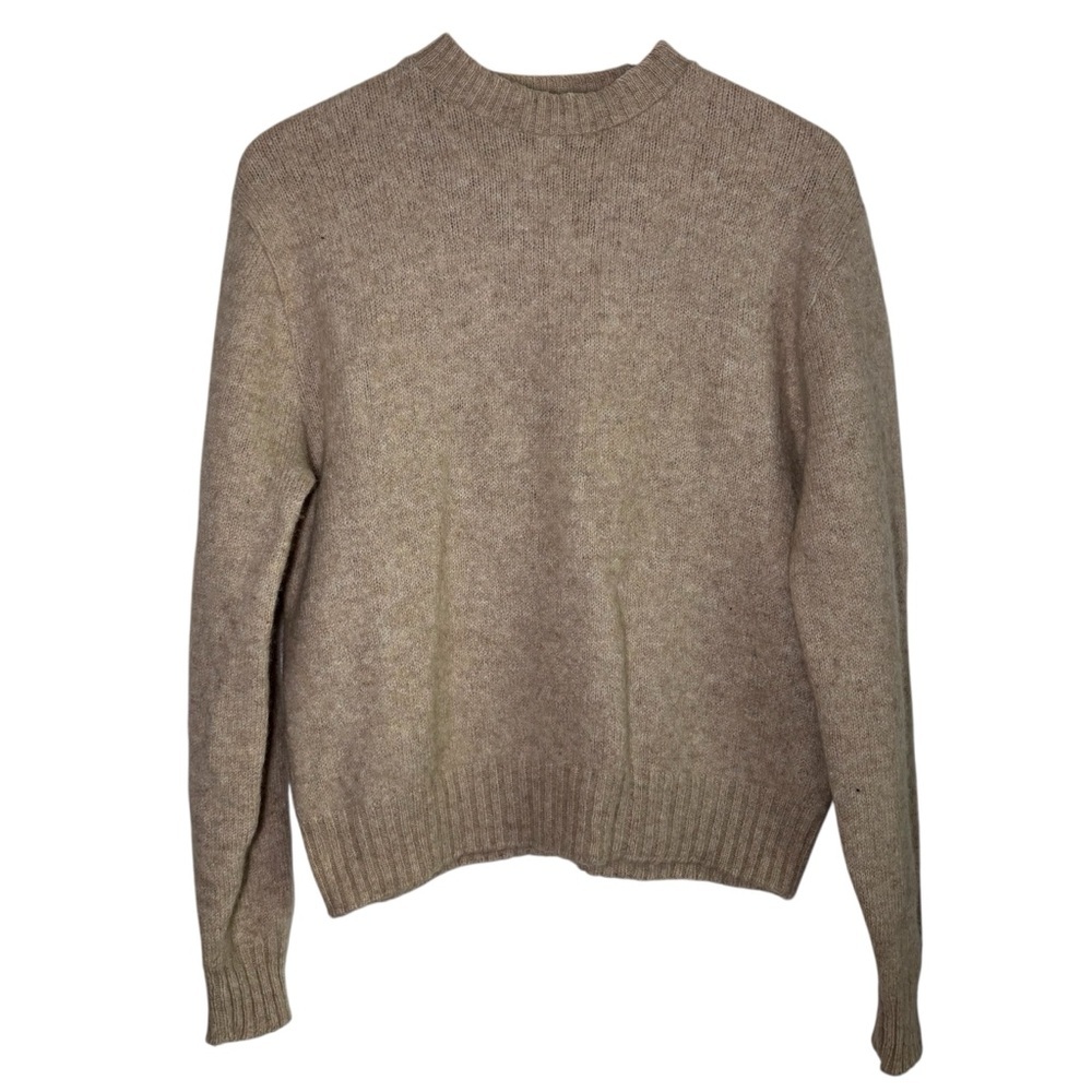 Vintage Manhattan Womens Crewneck Sweater Shetland Wool Large Beige Tan Nordic - Picture 1 of 6